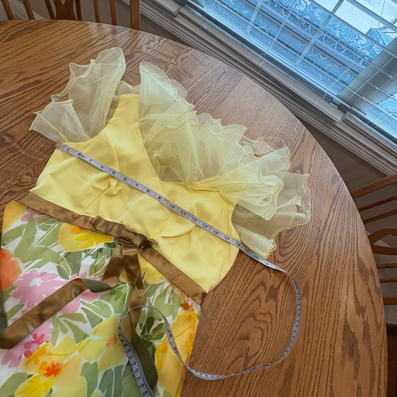 Montgomery Ward Vintage 60’s Yellow Floral Organza Maxi Dress Flouncy S Msrmnts - Picture 12 of 12